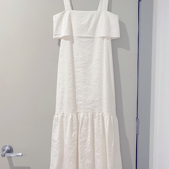 Theory | Dresses | White Theory Tieback Linenblend Midi Dress | Poshmark